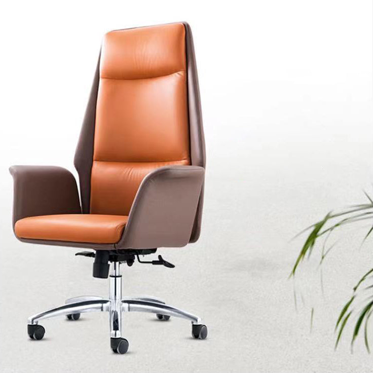 Contemporary Faux Leather Adjustable Chair Conference Swivel Chair Clearhalo 'furn' 'furn_office_chair' 'Furniture' 'Office Chairs' 'Office Furniture' 'office_chair' 5972468