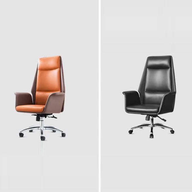 Contemporary Faux Leather Adjustable Chair Conference Swivel Chair Clearhalo 'furn' 'furn_office_chair' 'Furniture' 'Office Chairs' 'Office Furniture' 'office_chair' 5972469