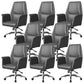 Contemporary Faux Leather Adjustable Chair Conference Swivel Chair Black 8 Piece Set Mid-Back (14-22 in.) Clearhalo 'furn' 'furn_office_chair' 'Furniture' 'Office Chairs' 'Office Furniture' 'office_chair' 5972474