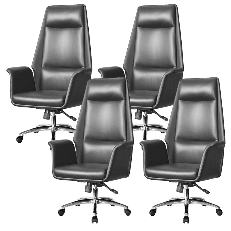 Contemporary Faux Leather Adjustable Chair Conference Swivel Chair Black 4 Piece Set High-Back (Over 22 in.) Clearhalo 'furn' 'furn_office_chair' 'Furniture' 'Office Chairs' 'Office Furniture' 'office_chair' 5972479