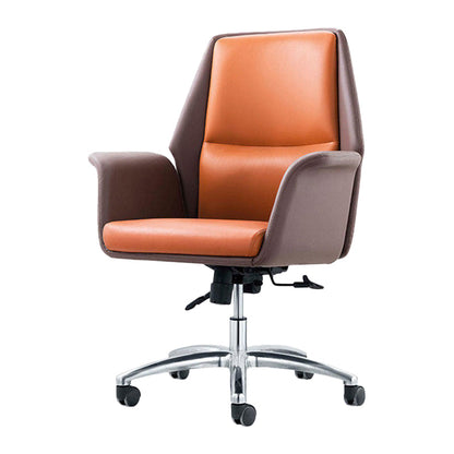 Contemporary Faux Leather Adjustable Chair Conference Swivel Chair Orange 1 Piece Mid-Back (14-22 in.) Clearhalo 'furn' 'furn_office_chair' 'Furniture' 'Office Chairs' 'Office Furniture' 'office_chair' 5972484