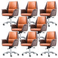 Contemporary Faux Leather Adjustable Chair Conference Swivel Chair Orange 8 Piece Set Mid-Back (14-22 in.) Clearhalo 'furn' 'furn_office_chair' 'Furniture' 'Office Chairs' 'Office Furniture' 'office_chair' 5972488