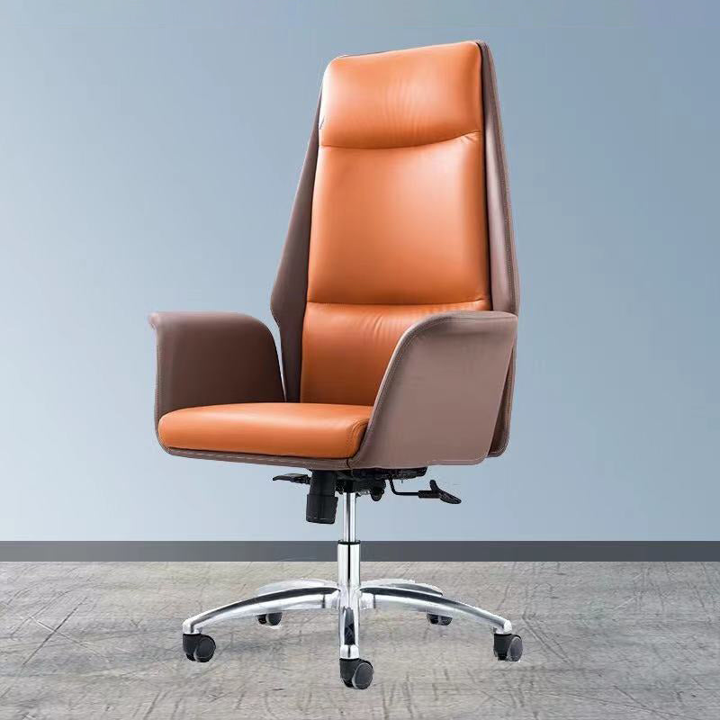 Contemporary Faux Leather Adjustable Chair Conference Swivel Chair Orange 1 Piece High-Back (Over 22 in.) Clearhalo 'furn' 'furn_office_chair' 'Furniture' 'Office Chairs' 'Office Furniture' 'office_chair' 5972489