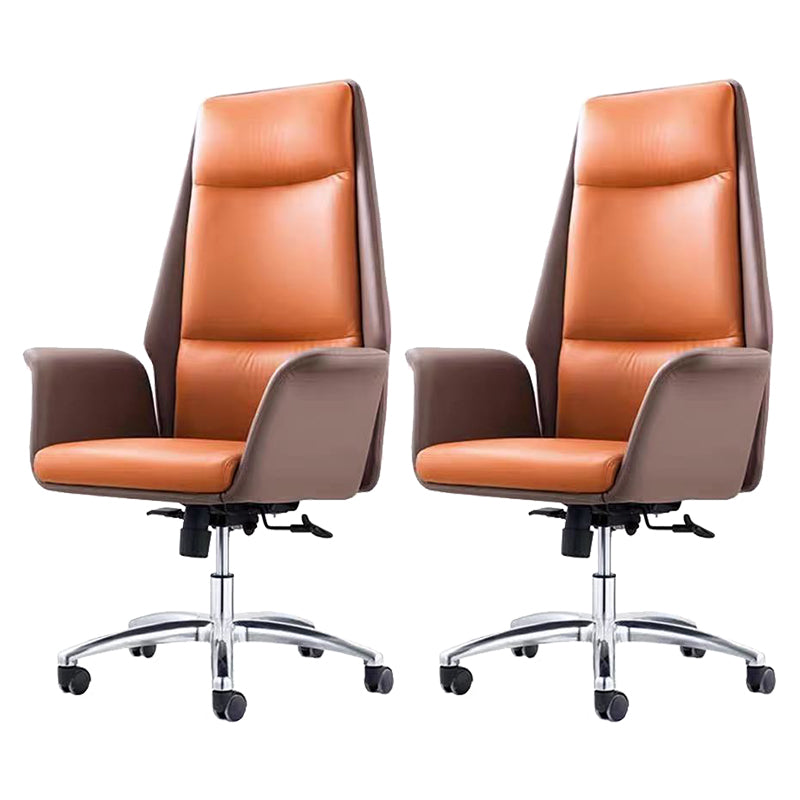 Contemporary Faux Leather Adjustable Chair Conference Swivel Chair Orange 2 Piece Set High-Back (Over 22 in.) Clearhalo 'furn' 'furn_office_chair' 'Furniture' 'Office Chairs' 'Office Furniture' 'office_chair' 5972490