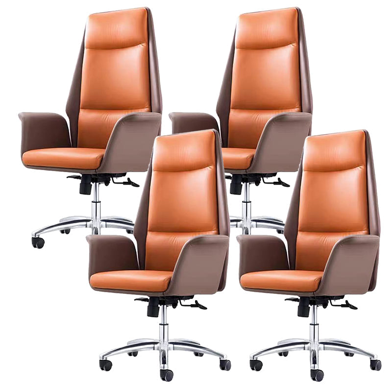 Contemporary Faux Leather Adjustable Chair Conference Swivel Chair Orange 4 Piece Set High-Back (Over 22 in.) Clearhalo 'furn' 'furn_office_chair' 'Furniture' 'Office Chairs' 'Office Furniture' 'office_chair' 5972491