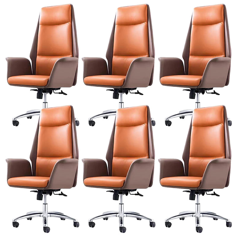 Contemporary Faux Leather Adjustable Chair Conference Swivel Chair Orange 6 Piece Set High-Back (Over 22 in.) Clearhalo 'furn' 'furn_office_chair' 'Furniture' 'Office Chairs' 'Office Furniture' 'office_chair' 5972492