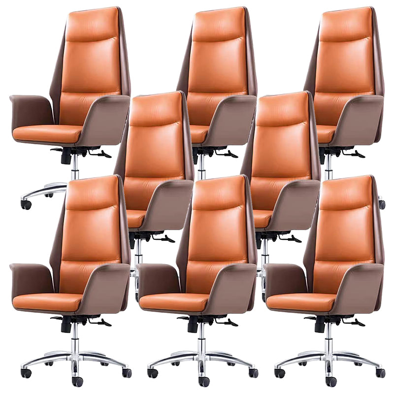 Contemporary Faux Leather Adjustable Chair Conference Swivel Chair Orange 8 Piece Set High-Back (Over 22 in.) Clearhalo 'furn' 'furn_office_chair' 'Furniture' 'Office Chairs' 'Office Furniture' 'office_chair' 5972493
