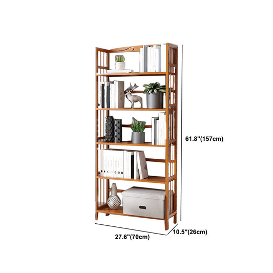 Modern Vertical Bamboo Shelf Etagere Espresso Shelf Bookcase for Bedroom