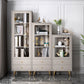 Modern Wooden Bookcase Standard Closed Back White/Champagne Bookshelf for Home Office