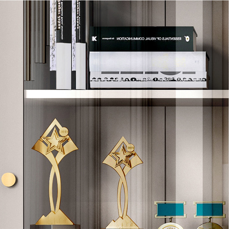 Modern Wooden Bookcase Standard Closed Back White/Champagne Bookshelf for Home Office