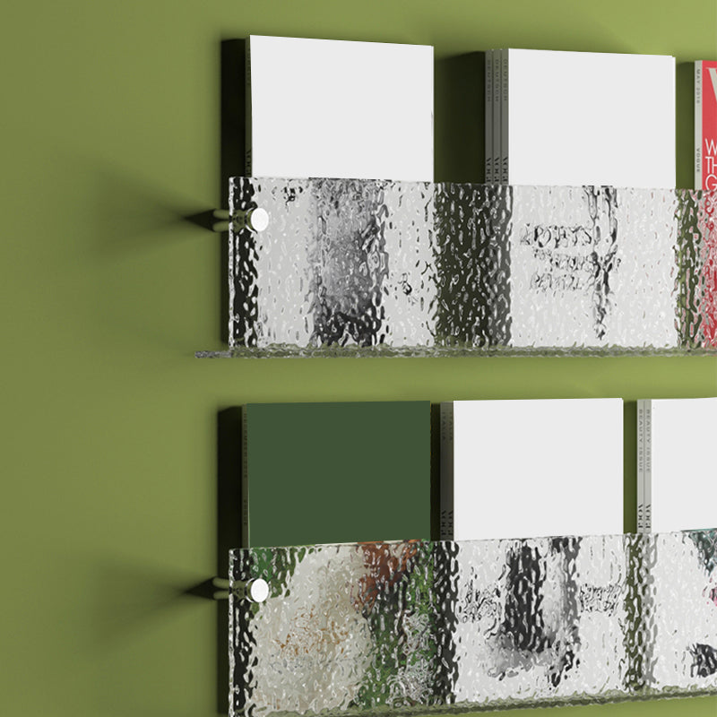 Floating Clear Plastic/Acrylic Bookcase Urban Wall Mounted Shelf Clearhalo 'Bookcases' 'furn' 'furn_bookcases' 'Furniture' 'Office Furniture' 5972730