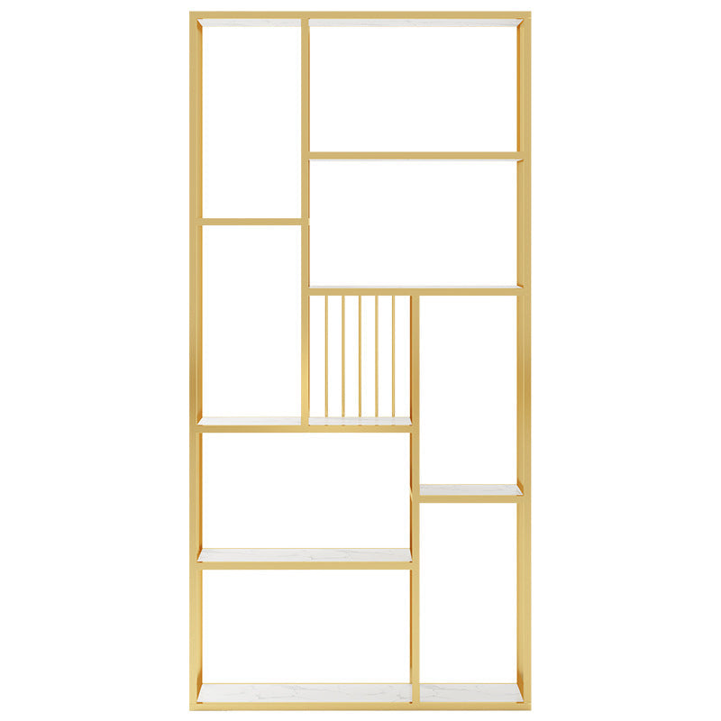Gold Vertical Open Bookcase Glam Etagere Metal Book Shelf for Bedroom