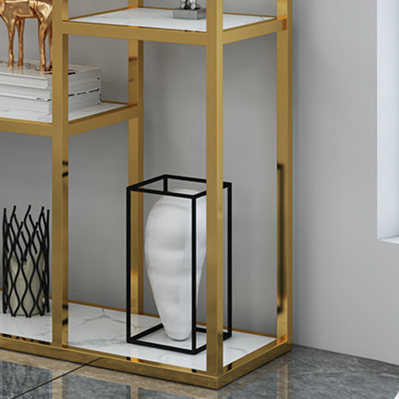 Gold Vertical Open Bookcase Glam Etagere Metal Book Shelf for Bedroom