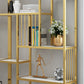 Gold Vertical Open Bookcase Glam Etagere Metal Book Shelf for Bedroom