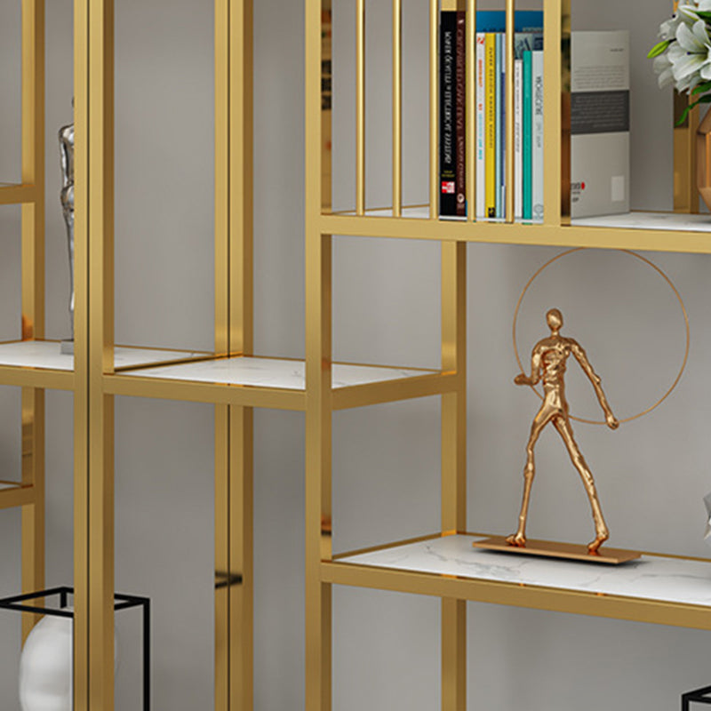Gold Vertical Open Bookcase Glam Etagere Metal Book Shelf for Bedroom
