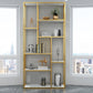 Gold Vertical Open Bookcase Glam Etagere Metal Book Shelf for Bedroom