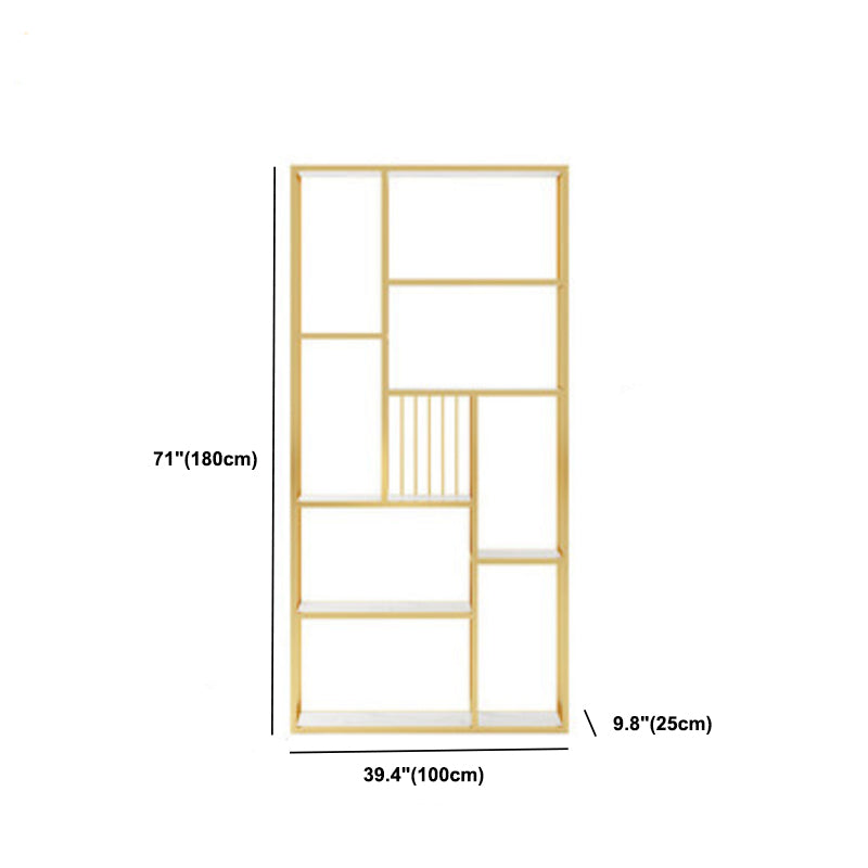 Gold Vertical Open Bookcase Glam Etagere Metal Book Shelf for Bedroom