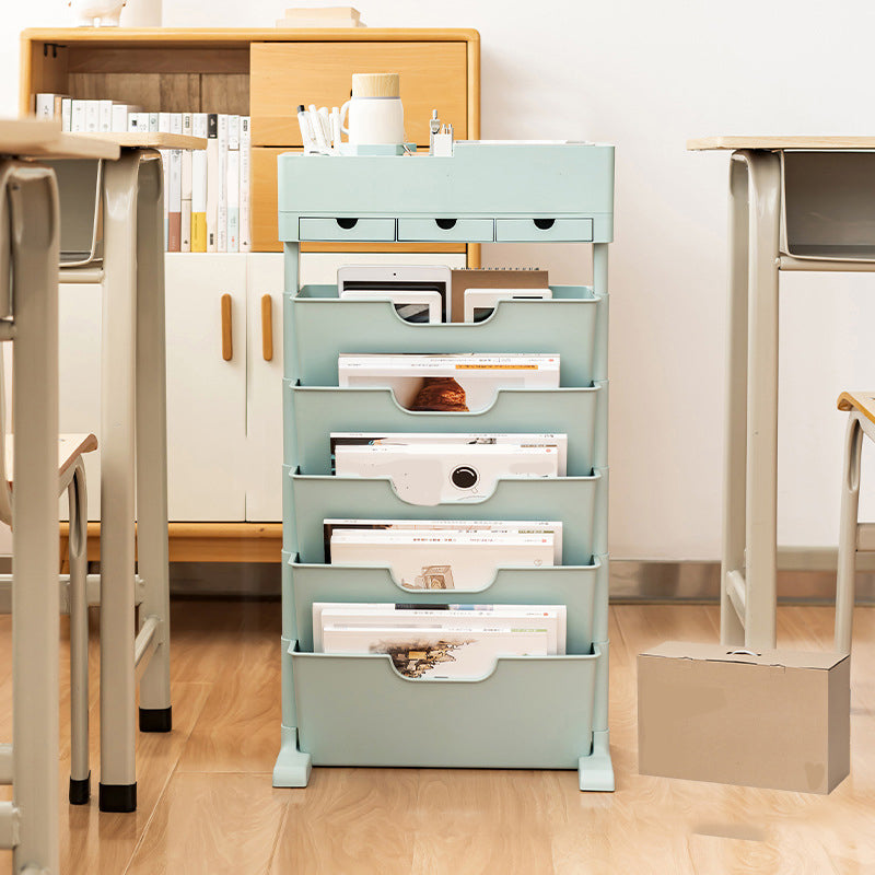 Contemporary Plastic/Acrylic Book Shelf Closed Back Bookcase 15.9"L x 8.1"W x 29"H Blue Clearhalo 'Bookcases' 'furn' 'furn_bookcases' 'Furniture' 'Office Furniture' 5972791