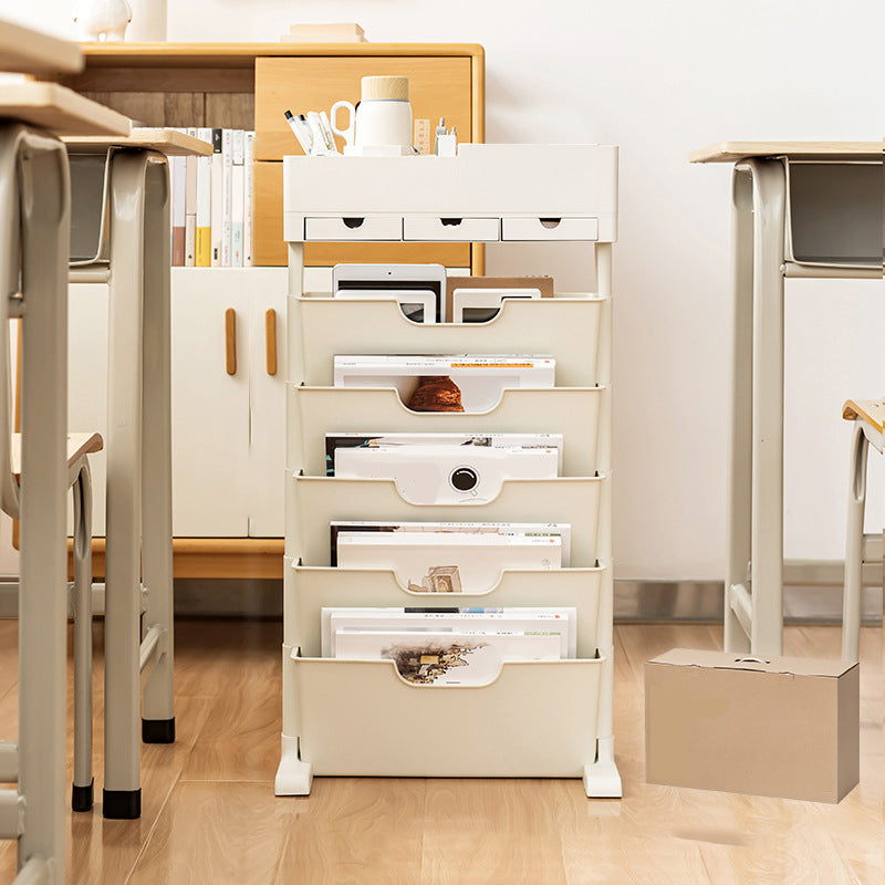 Contemporary Plastic/Acrylic Book Shelf Closed Back Bookcase 15.9"L x 8.1"W x 29"H Off-White Clearhalo 'Bookcases' 'furn' 'furn_bookcases' 'Furniture' 'Office Furniture' 5972794