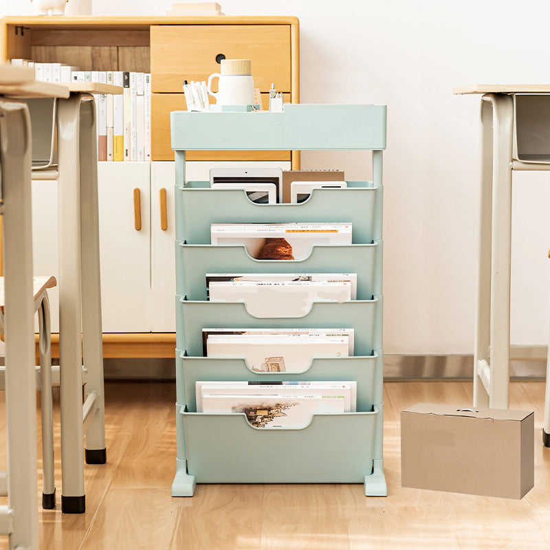 Contemporary Plastic/Acrylic Book Shelf Closed Back Bookcase 15.9"L x 8.1"W x 27.8"H Blue Clearhalo 'Bookcases' 'furn' 'furn_bookcases' 'Furniture' 'Office Furniture' 5972795