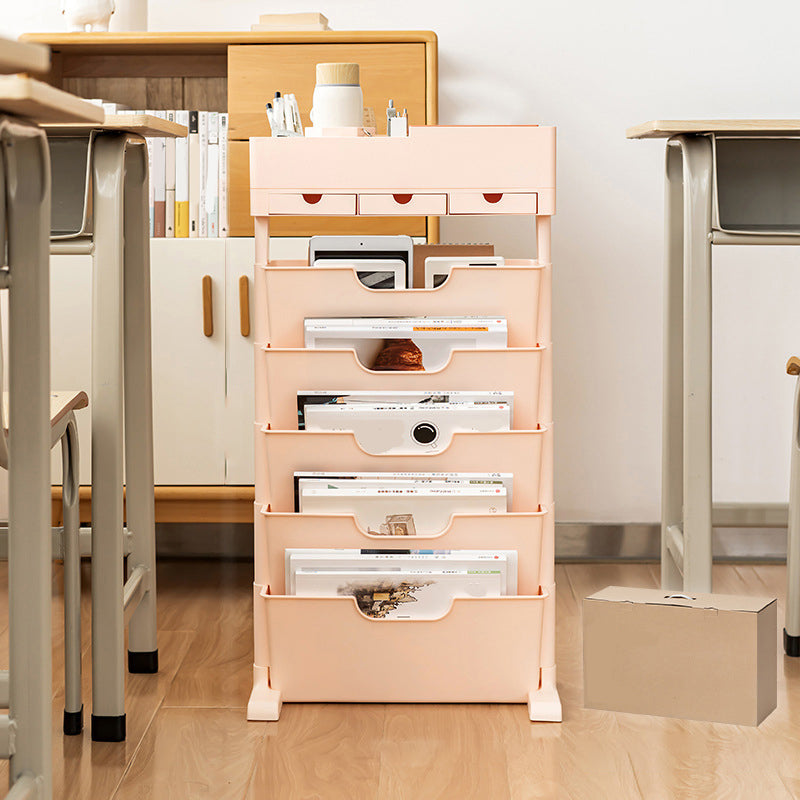 Contemporary Plastic/Acrylic Book Shelf Closed Back Bookcase 15.9"L x 8.1"W x 29"H Pink Clearhalo 'Bookcases' 'furn' 'furn_bookcases' 'Furniture' 'Office Furniture' 5972797