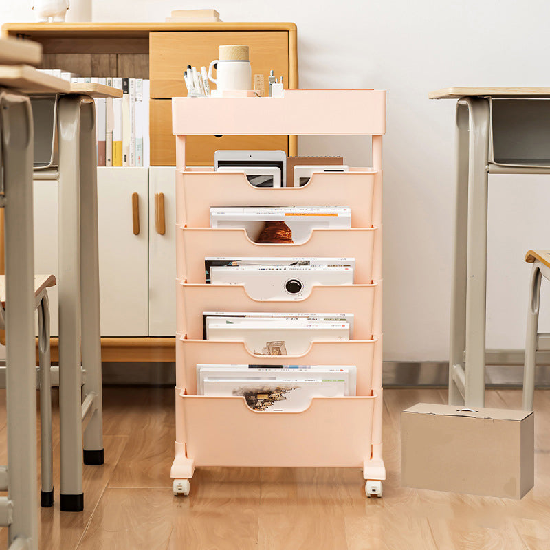 Contemporary Plastic/Acrylic Book Shelf Closed Back Bookcase 15.9"L x 8.1"W x 29"H Nude Pink Clearhalo 'Bookcases' 'furn' 'furn_bookcases' 'Furniture' 'Office Furniture' 5972799