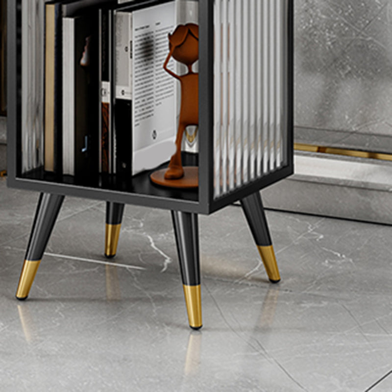 Modern Vertical Bookcase Metal Closed Storage Bookshelf for Bedroom