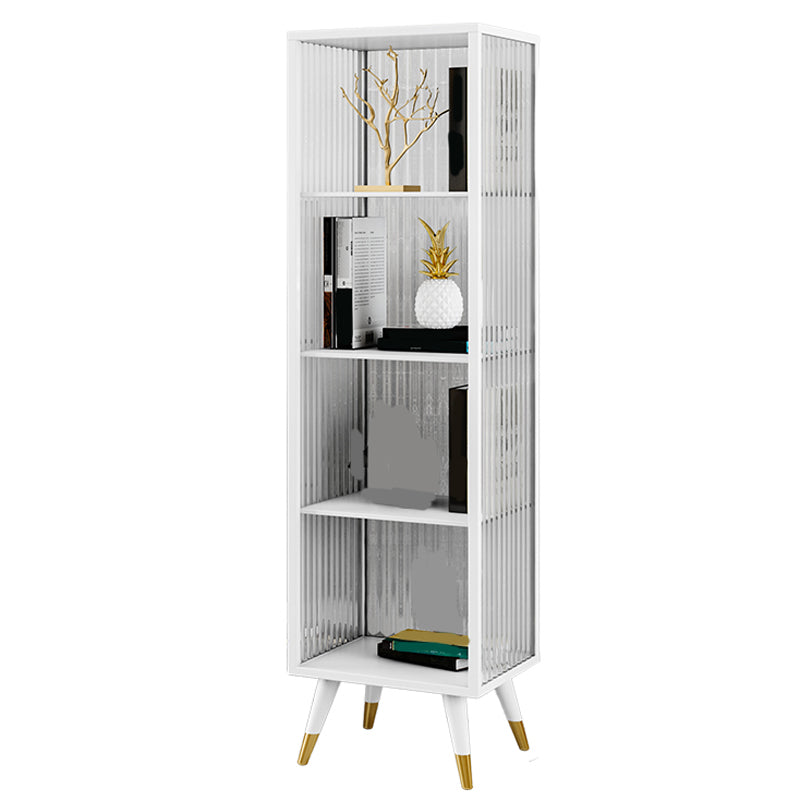 Modern Vertical Bookcase Metal Closed Storage Bookshelf for Bedroom