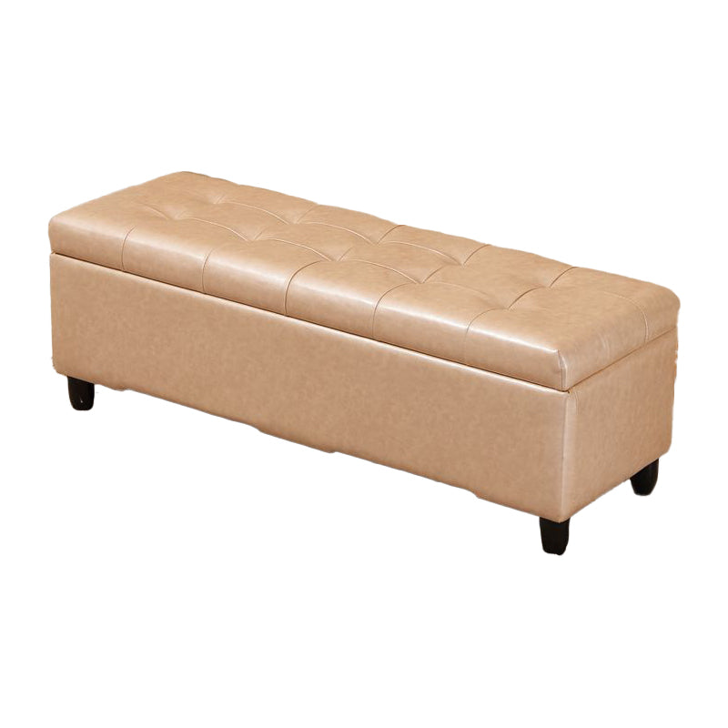 15.7"W Mid-Century Modern Bench Cushioned Tufted Seating Bench Champagne Clearhalo 'Benches' 'Chairs & Seating' 'furn' 'furn_benches' 'Furniture' 'Living Room Furniture' 5972921
