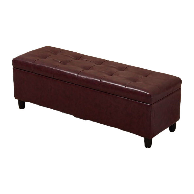 15.7"W Mid-Century Modern Bench Cushioned Tufted Seating Bench Red Brown Clearhalo 'Benches' 'Chairs & Seating' 'furn' 'furn_benches' 'Furniture' 'Living Room Furniture' 5972923