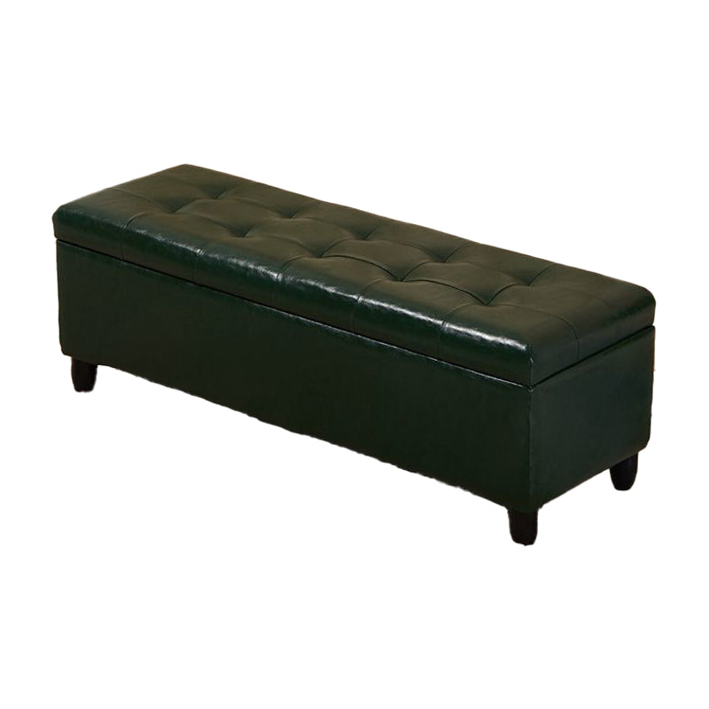 15.7"W Mid-Century Modern Bench Cushioned Tufted Seating Bench Blackish Green Clearhalo 'Benches' 'Chairs & Seating' 'furn' 'furn_benches' 'Furniture' 'Living Room Furniture' 5972926