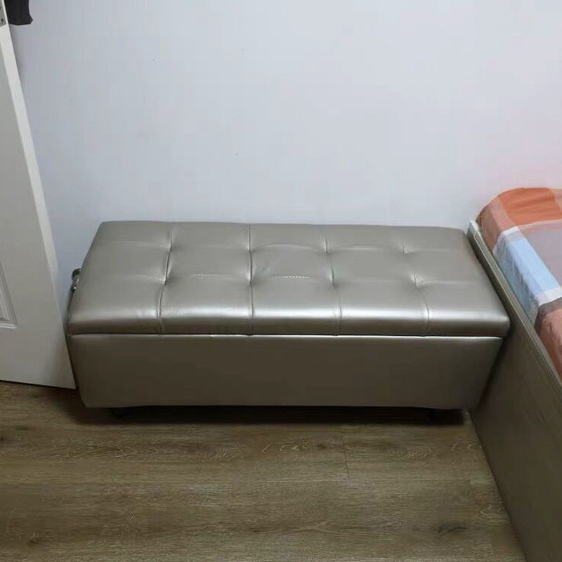 15.7"W Mid-Century Modern Bench Cushioned Tufted Seating Bench Silver Gray Clearhalo 'Benches' 'Chairs & Seating' 'furn' 'furn_benches' 'Furniture' 'Living Room Furniture' 5972929