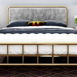 Contemporary Panel Rectangular Upholstered Headboard Metal Bed Frame