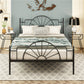 Modern Metal with Headboard with Metal Legs Camelback Open-Frame Bed