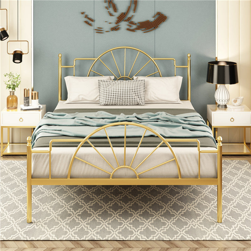 Modern Metal with Headboard with Metal Legs Camelback Open-Frame Bed