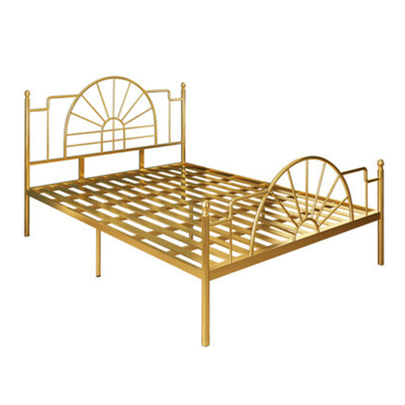 Modern Metal with Headboard with Metal Legs Camelback Open-Frame Bed