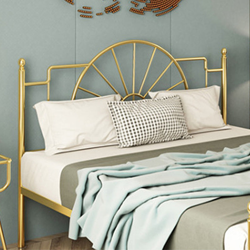 Modern Metal with Headboard with Metal Legs Camelback Open-Frame Bed