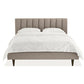 84.65 inch Wide Contemporary Bed Frame Solid Wood Bed with Upholstered Headboard