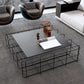 Black Mid-Century Modern Coffee Table with Iron Top and  Frame Base