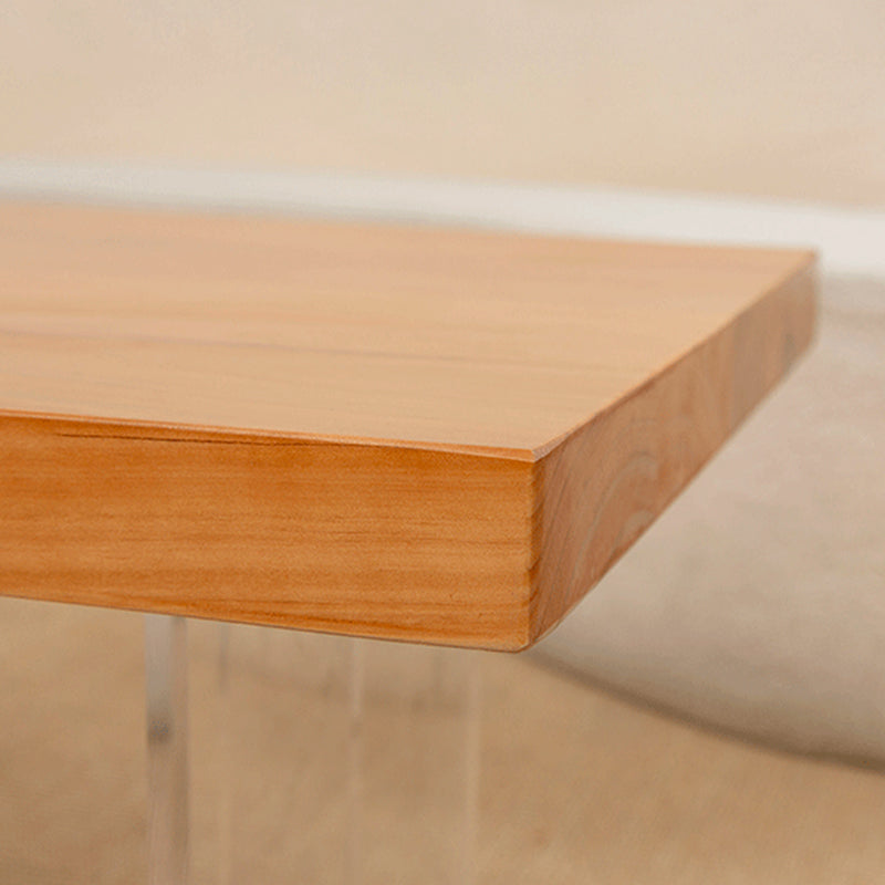 ナチュラルソリッドウッドとアクリルコーヒーカクテルテーブル-15.75 "H