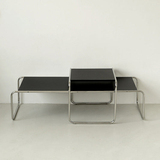 Contemporary Simple Sled Coffee Table Rectangular Wood Top Cocktail Table Set