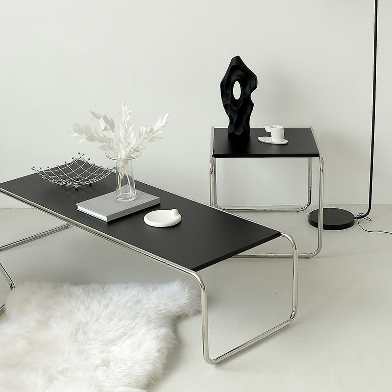 Set da tavolo da cocktail con piano in legno rettangolare semplice e moderno a slitta
