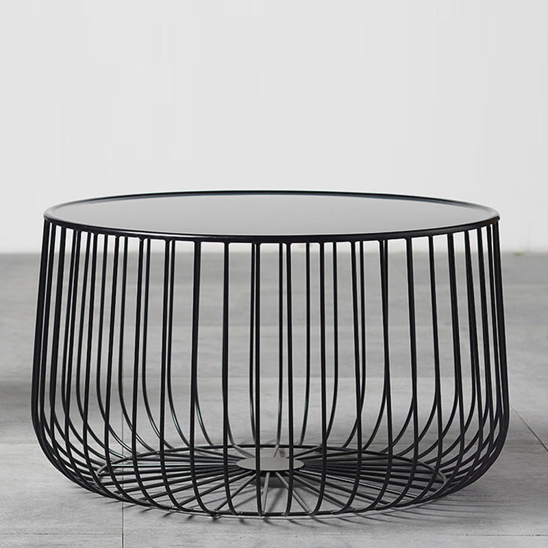 Mid-century Round Iron Coffee Table Frame Cocktail Table with Storage Clearhalo 'Coffee & Accent Tables' 'Coffee Tables' 'coffee_tables' 'furn' 'furn_coffee_tables' 'Furniture' 'Living Room Furniture' 5973506