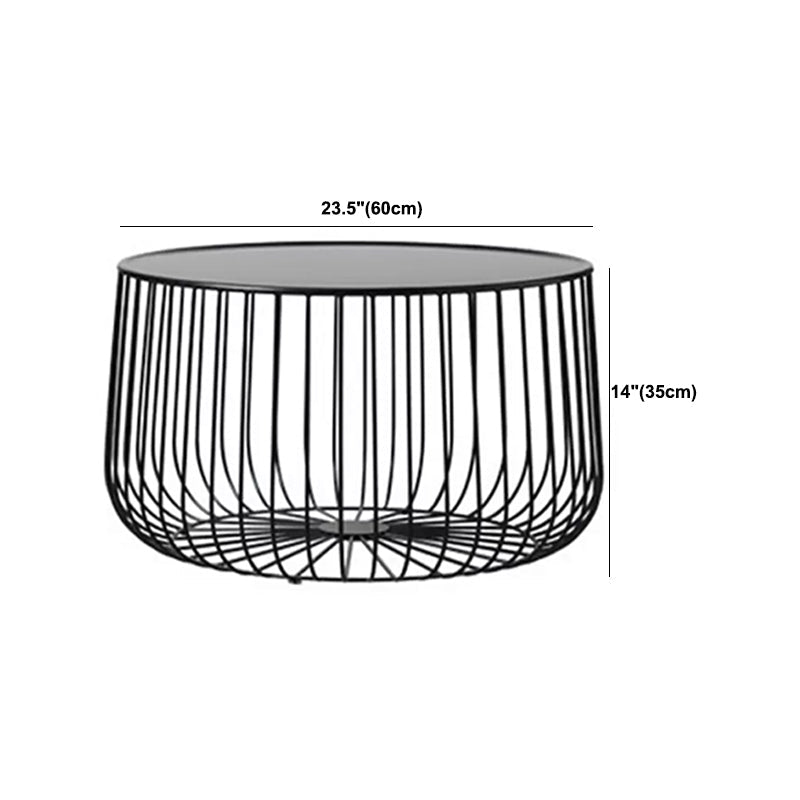 Mid-century Round Iron Coffee Table Frame Cocktail Table with Storage Clearhalo 'Coffee & Accent Tables' 'Coffee Tables' 'coffee_tables' 'furn' 'furn_coffee_tables' 'Furniture' 'Living Room Furniture' 5973508