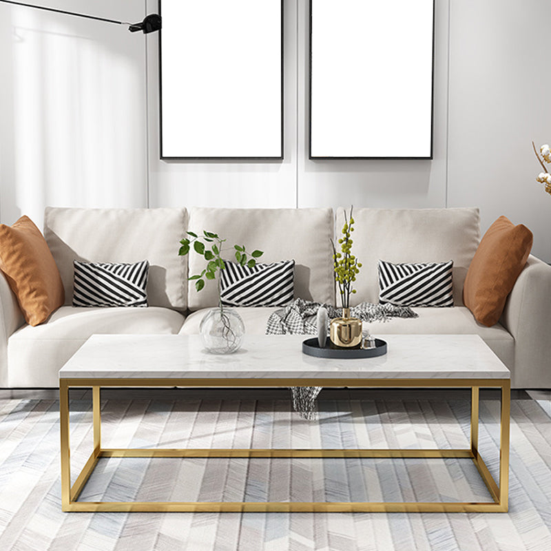 Tavolino rettangolare in pietra e telaio tavolino in stile glam