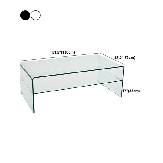 Moderno tavolino in vetro a 2 livelli in slitta limpida 1 tavolo da cocktail singolo