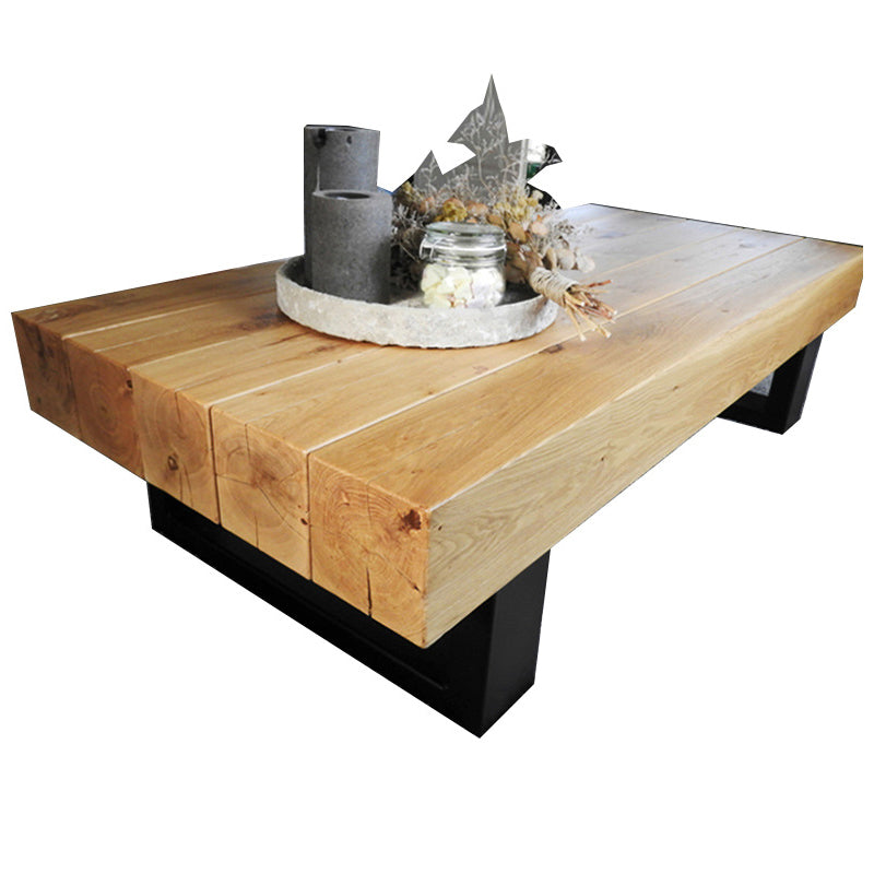 Solid Wood Coffee Table with Metal Sled Legs for Living Room Clearhalo 'Coffee & Accent Tables' 'Coffee Tables' 'coffee_tables' 'furn' 'furn_coffee_tables' 'Furniture' 'Living Room Furniture' 5973546