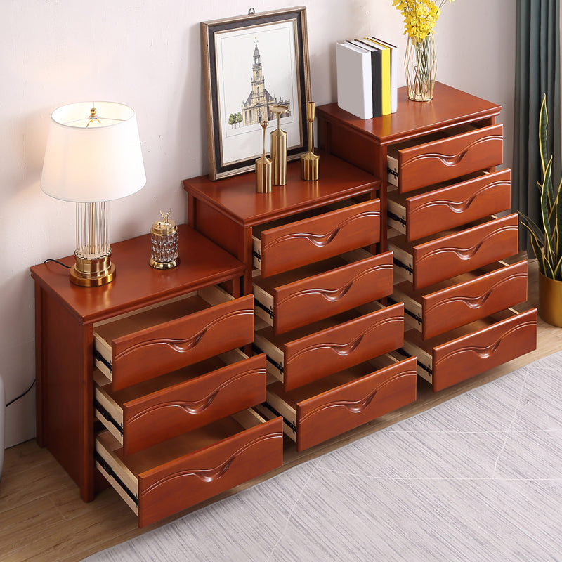 Mid-Century Modern Brown Accent Chest with Drawers Chest in Rubberwood Clearhalo 'Cabinets & Chests' 'cabinets_chests' 'furn' 'furn_cabinets_chests' 'Furniture' 'Living Room Furniture' 5973556
