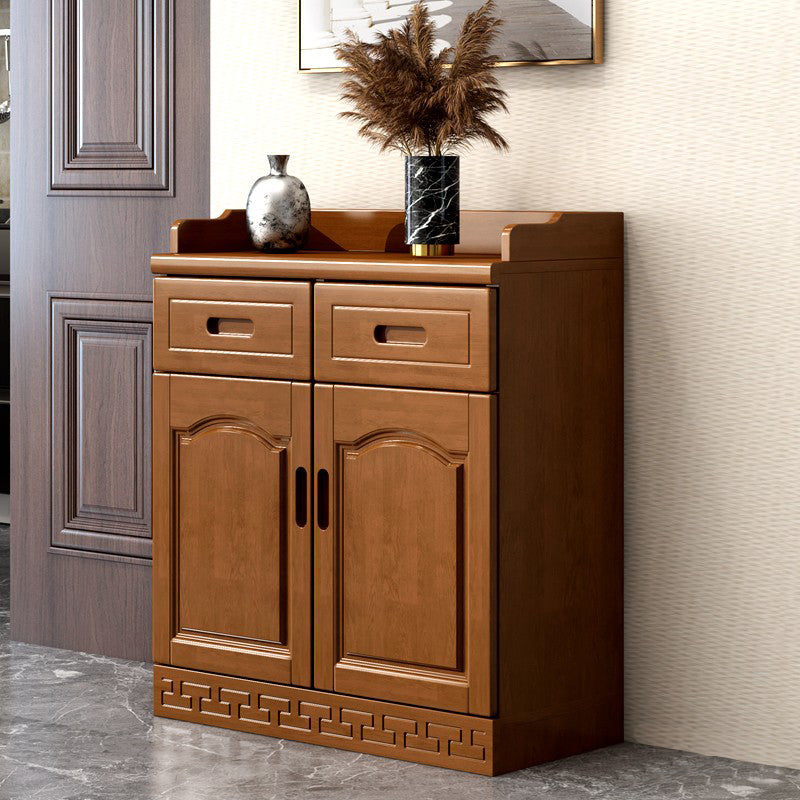 Mid-Century Modern Accent Cabinet with Drawers and Doors in Rubberwood