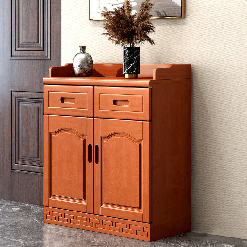 Mid-Century Modern Accent Cabinet with Drawers and Doors in Rubberwood